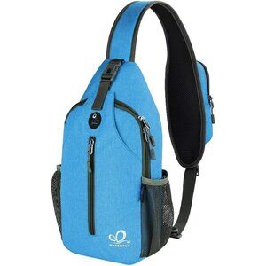 Men Sky Blue Crossbody Sling Backpack Sling Bag Travel Hiking Chest Daypack